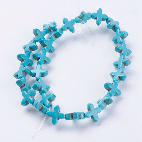 BeadsBalzar Beads & Crafts Synthetic Turquoise Beads Strands, Cross, Dyed & Heated, DarkTurquoise (CR5238)