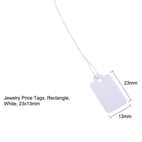 BeadsBalzar Beads & Crafts (TA2565) White Rectangle Price Tags, White 13x23mm (+/- 100 PCS)