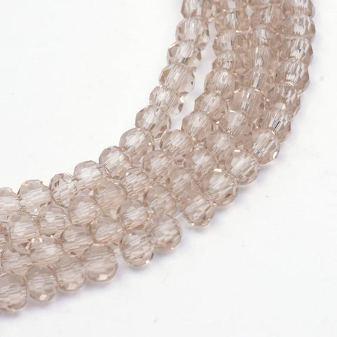 BeadsBalzar Beads & Crafts TAN (BE8235-01F) (BE8235-X) Transparent Glass Bead Strands, Faceted Round, 6mm (1 STR)