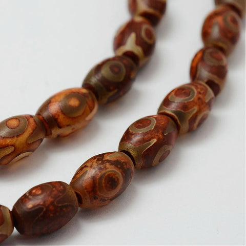 BeadsBalzar Beads & Crafts (TB5403)Tibetan Style dZi Beads Strands, Natural Agate Beads, SaddleBrown