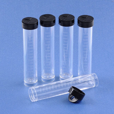 BeadsBalzar Beads & Crafts (TB5882) Clear plastic tube with a black lid. Size: 2cm in diameter, 10.5cm high  (2 PCS)