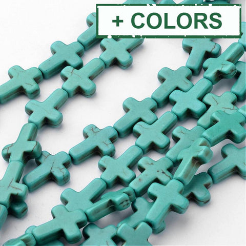 BeadsBalzar Beads & Crafts (TC4265-X) Synthetic Turquoise Beads , Dyed, Cross,12x16mm (20 PCS)