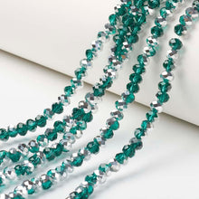 Load image into Gallery viewer, BeadsBalzar Beads &amp; Crafts TEAL (BE8702-M15) (BE8702-X) Electroplate Transparent Glass Beads Strands, Half Silver Plated, Faceted, Rondelle, 8x6mm (1 STR)
