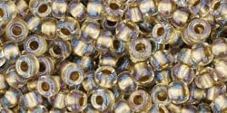 BeadsBalzar Beads & Crafts (TR-08-262) TOHO - Round 8/0 : Inside-Color Crystal/Gold-Lined (25 GMS)