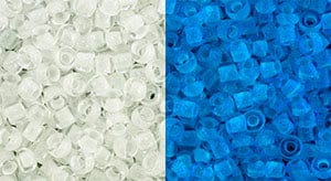 BeadsBalzar Beads & Crafts (TR-08-2711) TOHO - Round 8/0 : Glow In The Dark - Crystal/Bright Blue (25 GMS)