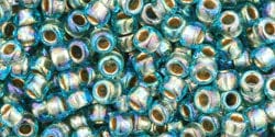 BeadsBalzar Beads & Crafts (TR-08-995) TOHO - Round 8/0 : Gold-Lined Rainbow Aqua (25 GMS)