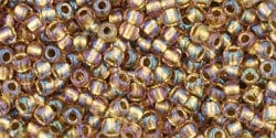 BeadsBalzar Beads & Crafts (TR-11-268-250G) TOHO - Round 11/0 : Inside-Color Rainbow Crystal/Gold-Lined (250 GMS)