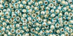 BeadsBalzar Beads & Crafts (TR-11-990) TOHO - Round 11/0 : Gold-Lined Aqua (25 GMS)
