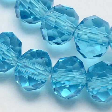 BeadsBalzar Beads & Crafts TURQUOISE (BE8233-M3) (BE8233-X) Glass Beads, Faceted Rondelle, 10x7mm (1 STR)
