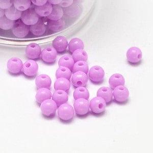 BeadsBalzar Beads & Crafts VIOLET (AB8547-03) (AB8547-X) Round Opaque Acrylic Spacer Beads, 4mm  (10 GMS  / +-300 PCS)