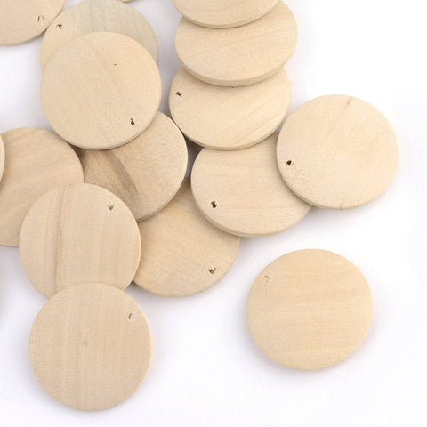 BeadsBalzar Beads & Crafts (WB5027) Wood Pendants, Flat Round, PapayaWhip 29MM (10 PCS)