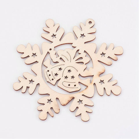 BeadsBalzar Beads & Crafts (WB5228) Wooden Pendants, Snowflake, for Christmas Theme, AntiqueWhite 100MM