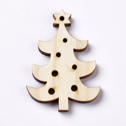 BeadsBalzar Beads & Crafts (WB6045) Wood Big Pendants Christmas Trees, PapayaWhip Size: about 65mm long, (4 PCS)