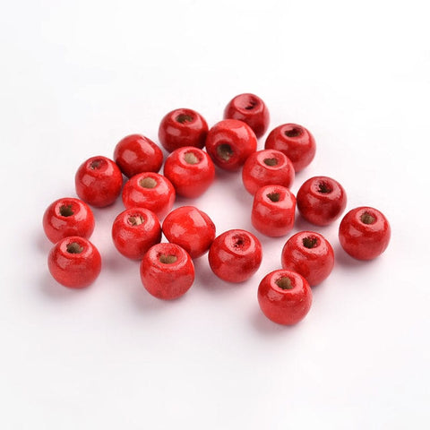 BeadsBalzar Beads & Crafts (WB6177) Wood Beads, Rondelle, Lead Free, Dyed, Red Beads: 8mm  (50 GMS/+-250 PCS)
