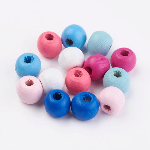 BeadsBalzar Beads & Crafts (WB6919A) Natural Wood Beads, Dyed, Round, Mixed Color 10mm  (30 GMS)