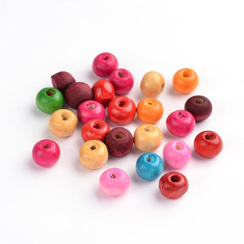 BeadsBalzar Beads & Crafts (WB7494-M) Natural Wood Beads Round, Dyed, Mixed Color 7~8mm (40 GMS +- 330 PCS)