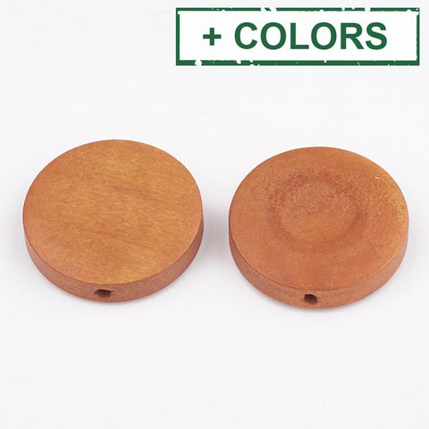 BeadsBalzar Beads & Crafts (WB8445-X) Natural Pear Wood Beads, Dyed, Flat Round, 20x5mm (20 PCS)