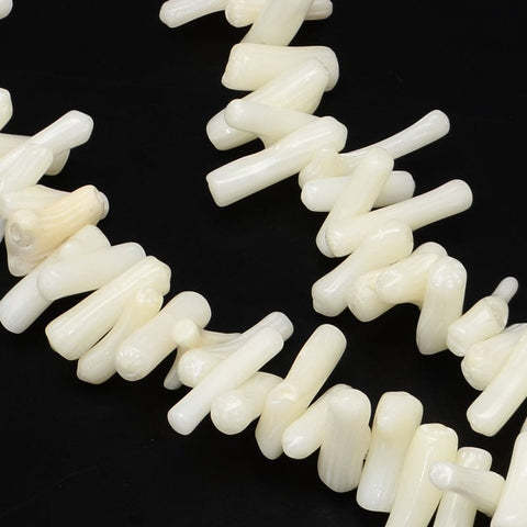 BeadsBalzar Beads & Crafts WHITE (CB7492-01G) (CB7492-01F) Dyed Chips Sea Bamboo Imitation Coral Beadsl  4~18mm long (1 STR)