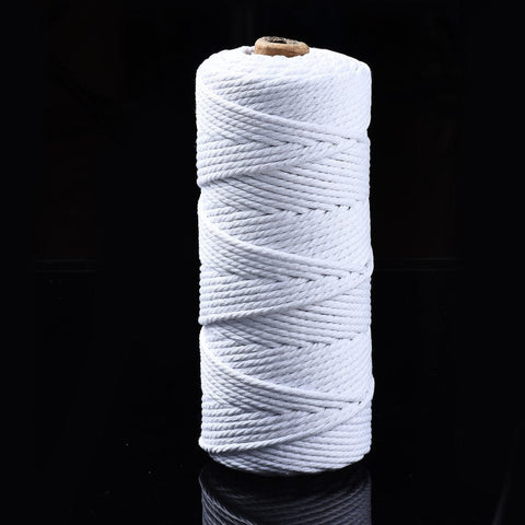 BeadsBalzar Beads & Crafts WHITE (CC7935-33) (CC7935-X) Cotton String Threads, Macrame Cord, 3mm (100m)/roll.