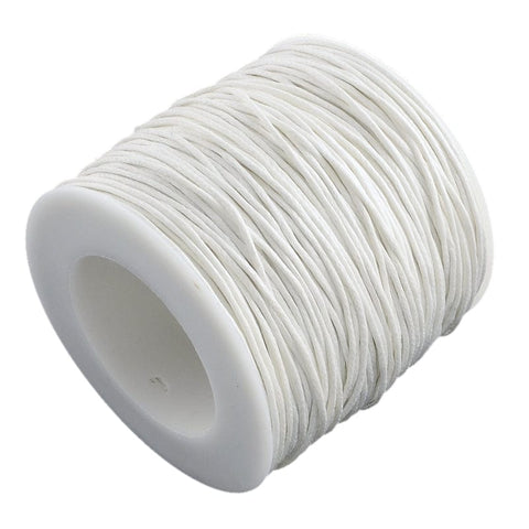 BeadsBalzar Beads & Crafts WHITE (CW7909-101) (CW7909-X) Waxed Cotton Thread , Macrame 1mm (+/- 100 YARDS/90 MTRS)