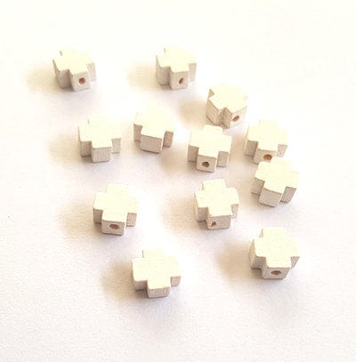 BeadsBalzar Beads & Crafts WHITE (GC2013B) (GC2013X) Wood cross slider (10 PCS)