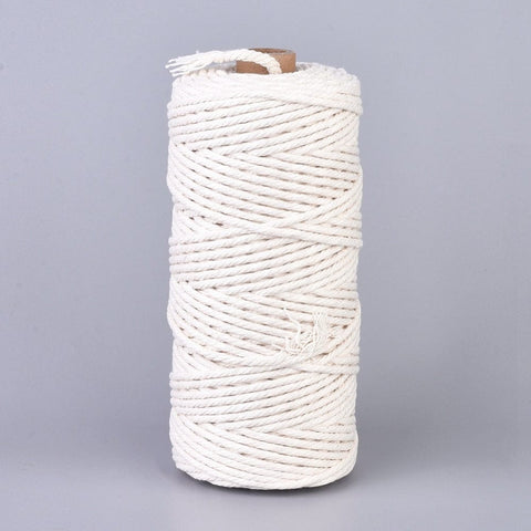 BeadsBalzar Beads & Crafts WHITE (MC7936-03) (MC7936-X) Cotton String Threads, Macrame Cord, 2mm  (100m/roll).
