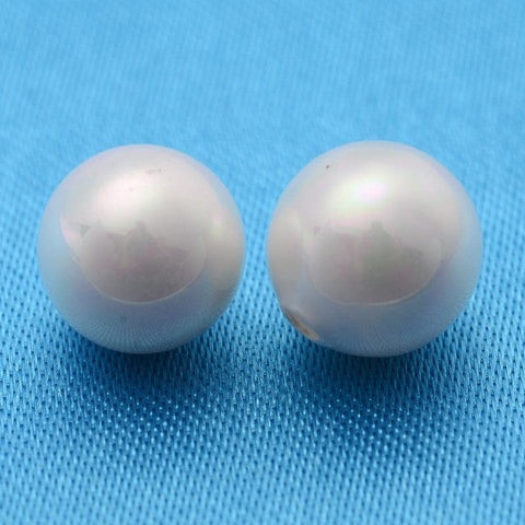 BeadsBalzar Beads & Crafts WHITE (SB3011D) (SB3011-X) Shell Beads, Imitation Pearl Bead, Grade A, 8mm, half drilled hole: 1mm. (4 PCS)