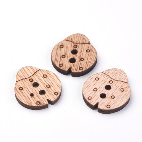 BeadsBalzar Beads & Crafts (WL7031A) 2-Hole Wooden Sewing Buttons, Ladybug, BurlyWood 32mm (10 PCS)