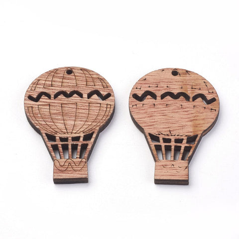 BeadsBalzar Beads & Crafts Wooden Pendants, Hot Air Balloon, (WB4772)