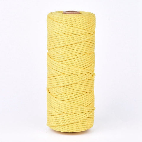 BeadsBalzar Beads & Crafts YELLOW (MC7936-02) (MC7936-X) Cotton String Threads, Macrame Cord, 2mm  (100m/roll).